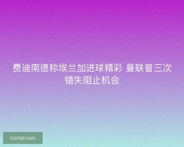 费迪南德称埃兰加进球精彩 曼联曾三次错失阻止机会